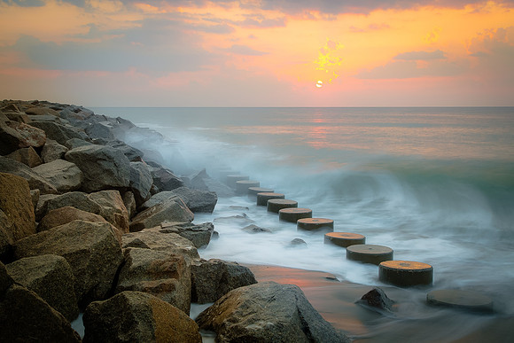 Sunrise over Fort Fisher  - Red Ribbon