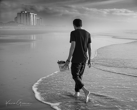 James collecting shells